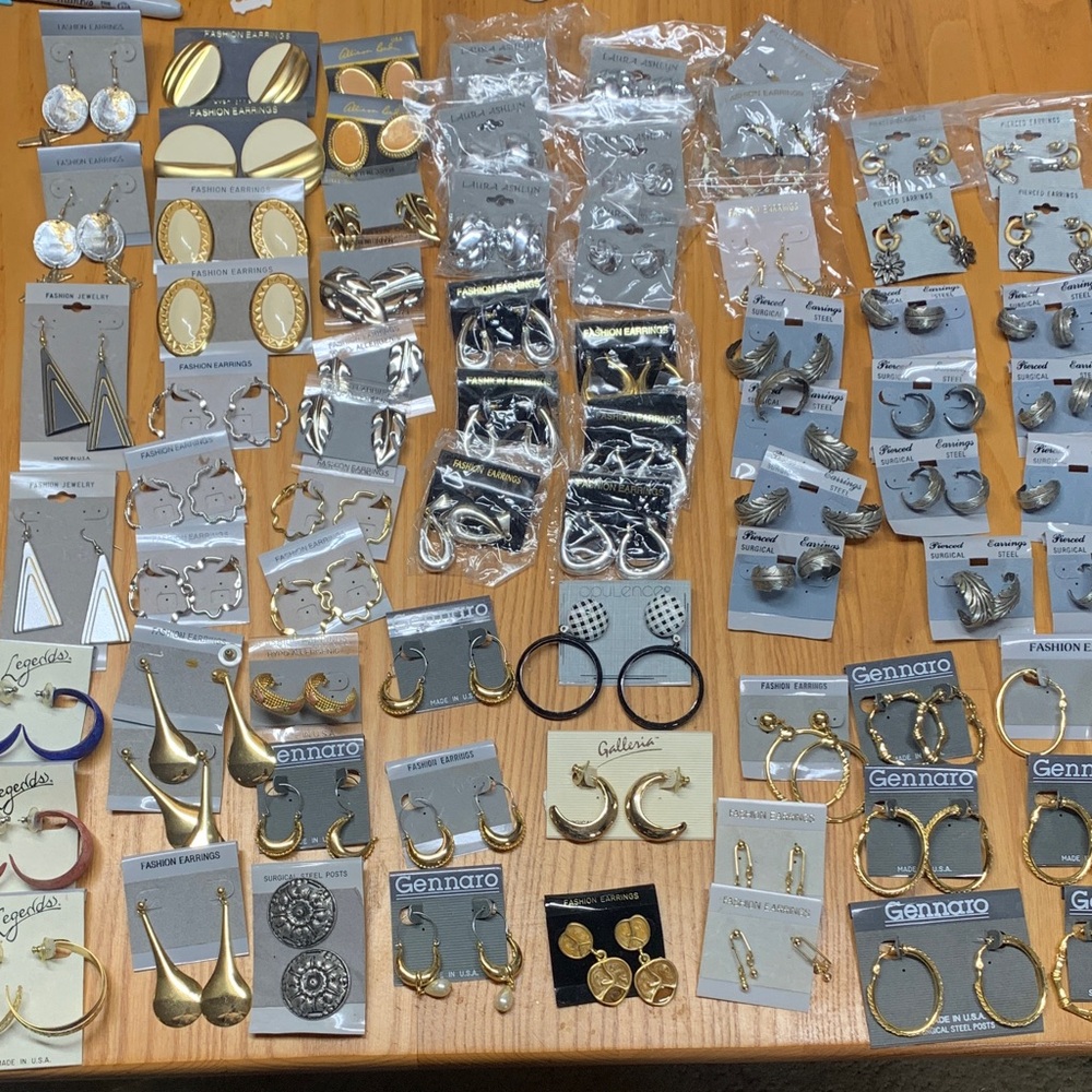 Mixed Lot of Vintage Gold & Silver Fashion Earrings - Assorted Styles for Resale
